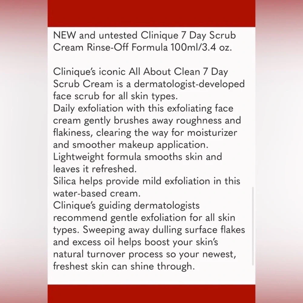 Clinique 7 Day Scrub Cream Rinse-Off Formula 🫧🆕🫧 $30 value